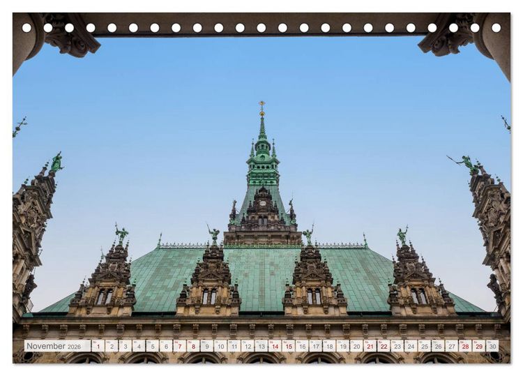 Produktbild: Hamburg. HafenCity, Kontorhausviertel und Speicherstadt. (Tischkalender 2026 DIN A5 quer), CALVENDO Monatskalender