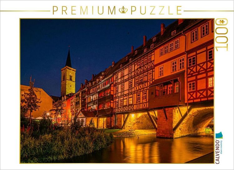 Produktbild: CALVENDO Puzzle Kr&auml;merbr&uuml;cke mit &Auml;gidienkirche | 1000 Teile Lege-Gr&ouml;&szlig;e 64x48cm Foto-Puzzle f&uuml;r gl&uuml;ckliche Stunden
