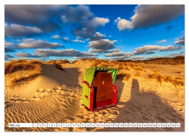 Produktbild: Strandk&ouml;rbe &ndash; Licht. Stille. Nordsee Borkum 2026 (hochwertiger Premium Wandkalender 2026 DIN A2 quer), Kunstdruck in Hochglanz
