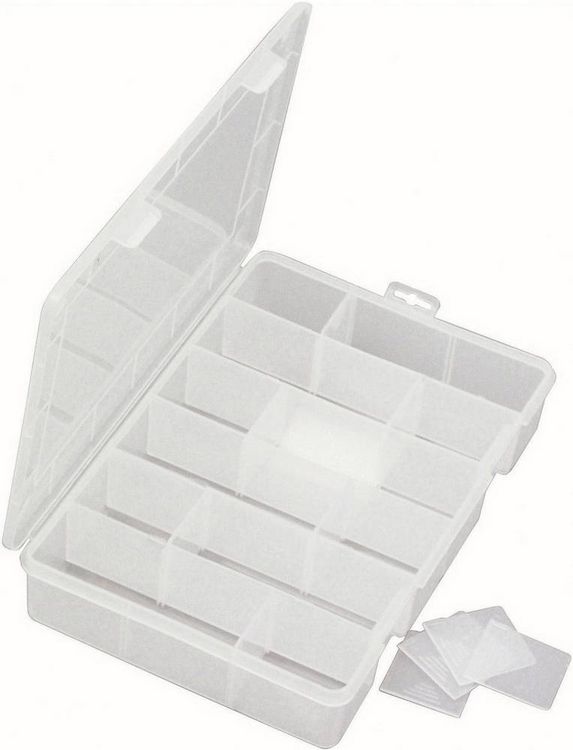 Produktbild: VISO Sortimentskasten (L x B x H) 280 x 200 x 50 mm Anzahl F&auml;cher: 18 variable Unterteilung Inhalt 1 St.
