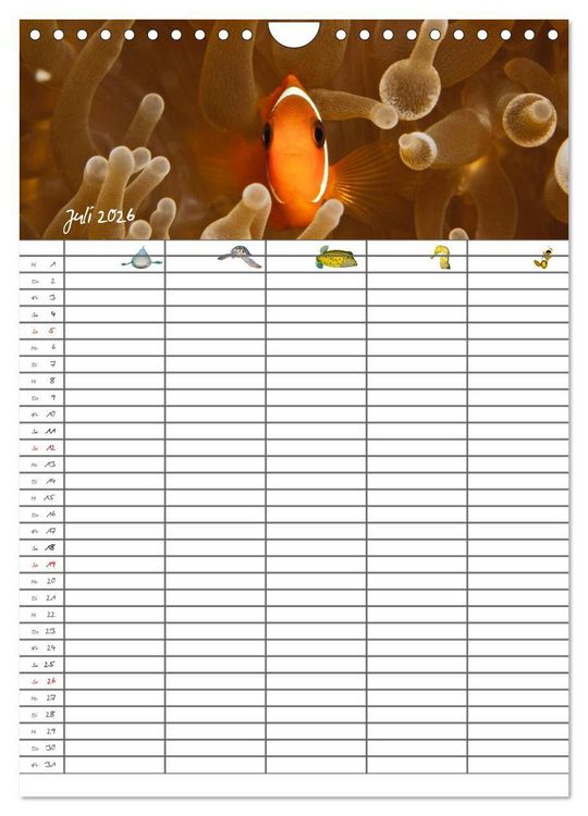 Produktbild: Der Unterwasser Familienplaner 2026 (Wandkalender 2026 DIN A4 hoch), CALVENDO Monatskalender