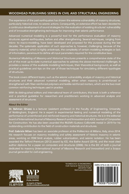 Produktbild: Numerical Modeling of Masonry and Historical Structures