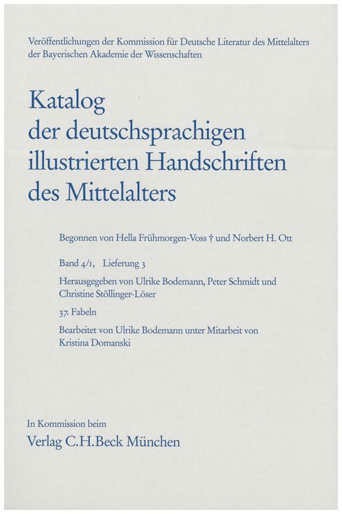 Produktbild: Katalog der deutschsprachigen illustrierten Handschriften des Mittelalters Band 4/1, Lfg. 3: 37