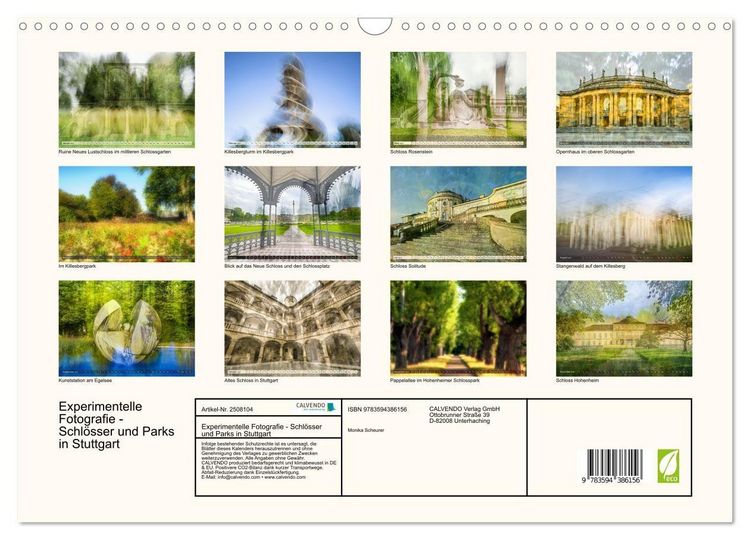 Produktbild: Experimentelle Fotografie - Schl&ouml;sser und Parks in Stuttgart (Wandkalender 2027 DIN A3 quer), CALVENDO Monatskalender