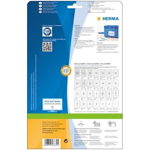Produktbild: HERMA Etiketten permanent wei&szlig; 105x148mm 10 Blatt 40 St&uuml;ck