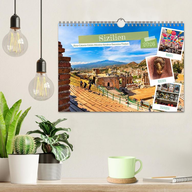 Produktbild: Sizilien, &Auml;tna-Catania-Cefalu-Messina-Syrakus-Taormina-Tindari (Wandkalender 2026 DIN A4 quer), CALVENDO Monatskalender