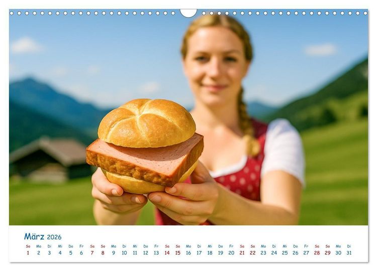 Produktbild: Leberk&auml;se-Kalender - Die Leberk&auml;ssemmel aus Bayern (Wandkalender 2026 DIN A3 quer), CALVENDO Monatskalender
