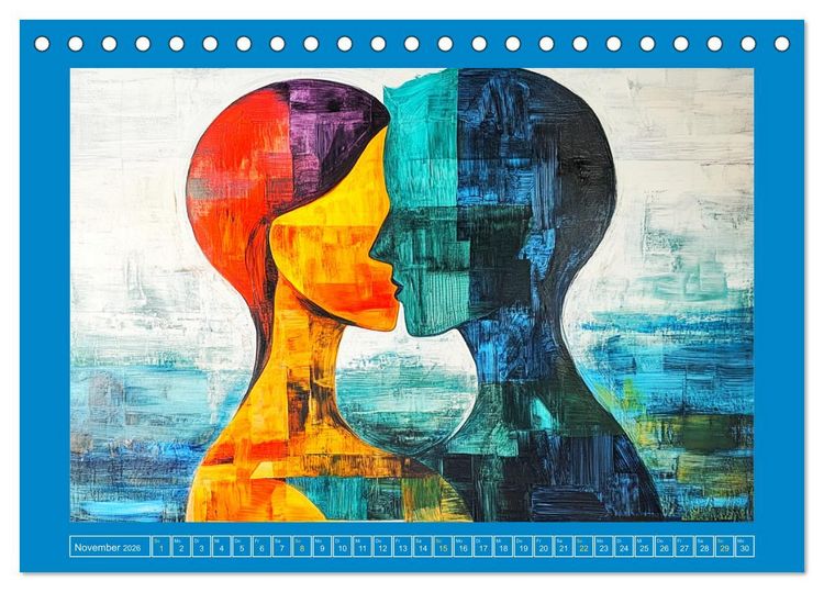 Produktbild: Liebe und Gl&uuml;ck. Abstrakte Kunst im &Ouml;lbilder-Stil (Tischkalender 2026 DIN A5 quer), CALVENDO Monatskalender