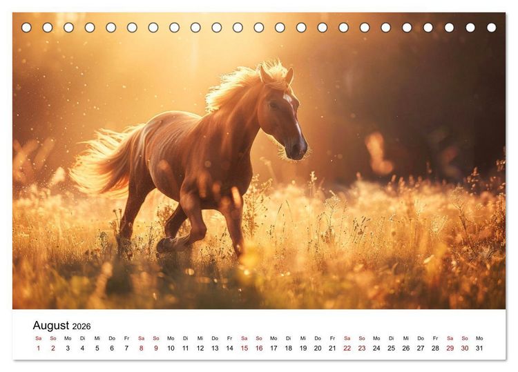 Produktbild: Wilde M&auml;hnen: Ein Jahr mit Pferden (Tischkalender 2026 DIN A5 quer), CALVENDO Monatskalender