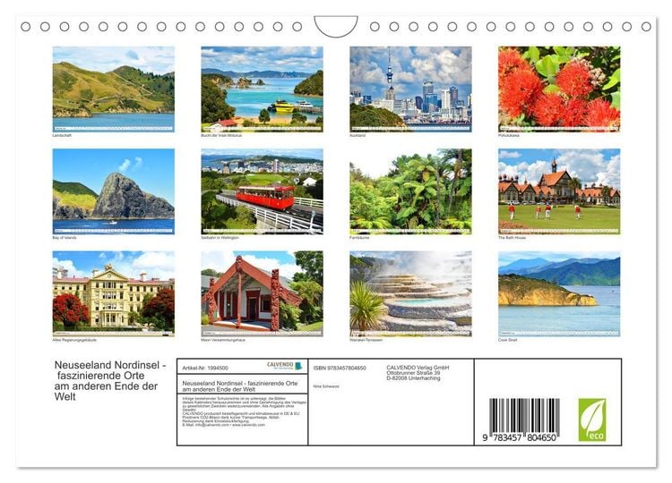 Produktbild: Neuseeland Nordinsel - faszinierende Orte am anderen Ende der Welt (Wandkalender 2026 DIN A4 quer), CALVENDO Monatskalender