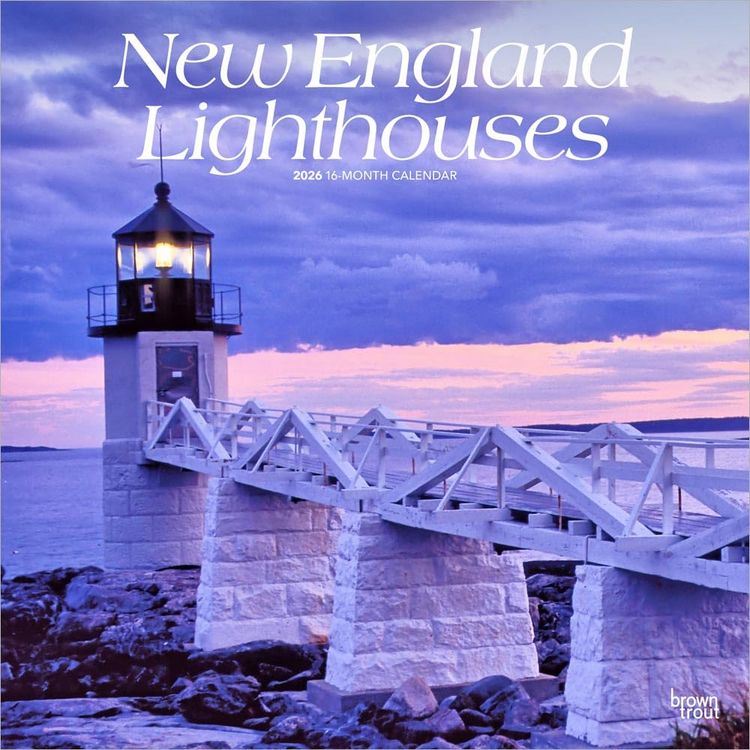 Produktbild: New England Lighthouses 2026 12 X 24 Inch (Hanging) Monthly Square Wall Calendar Plastic-Free