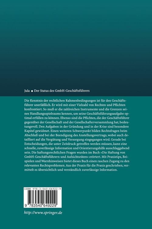 Produktbild: Der Status des GmbH-Gesch&auml;ftsf&uuml;hrers