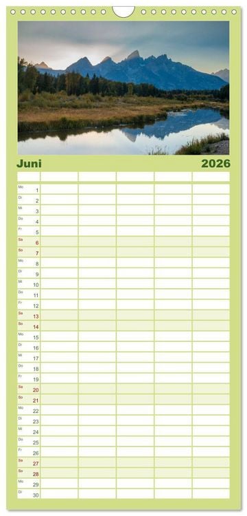 Produktbild: Familienplaner 2026 - Westw&auml;rts - &Uuml;ber die Rocky Mountains zum Pazifik mit 5 Spalten (Wandkalender, 21 x 45 cm) CALVENDO