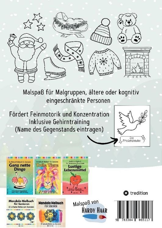 Produktbild: Malbuch f&uuml;r Senioren Weihnachten und Winterzeit 35 einfache Ausmalbilder Gehirntraining f&uuml;r Rentner, Malanf&auml;nger, Malgruppen Geschenkidee Weihnachtsgeschenk, Gruppenbetreuung, Neujahr