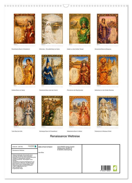 Produktbild: Renaissance Weltreise (Wandkalender 2027 DIN A2 hoch), CALVENDO Monatskalender
