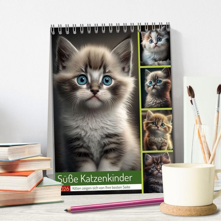Produktbild: S&uuml;&szlig;e Katzenkinder (Tischkalender 2026 DIN A5 hoch), CALVENDO Monatskalender