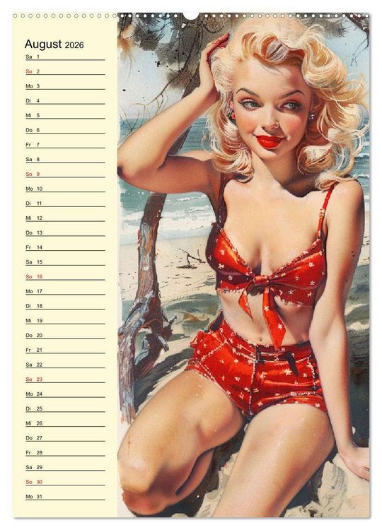 Produktbild: Pin-up-Girls. Sexappeal am Strand (Wandkalender 2026 DIN A2 hoch), CALVENDO Monatskalender