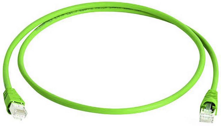Produktbild: Teleg&auml;rtner 100007974 RJ45 Patchkabel CAT 6a S/FTP 1.00m Gr&uuml;n Flammwidrig, mit Rastnasenschutz, Paarschirm, doppelt geschirmt