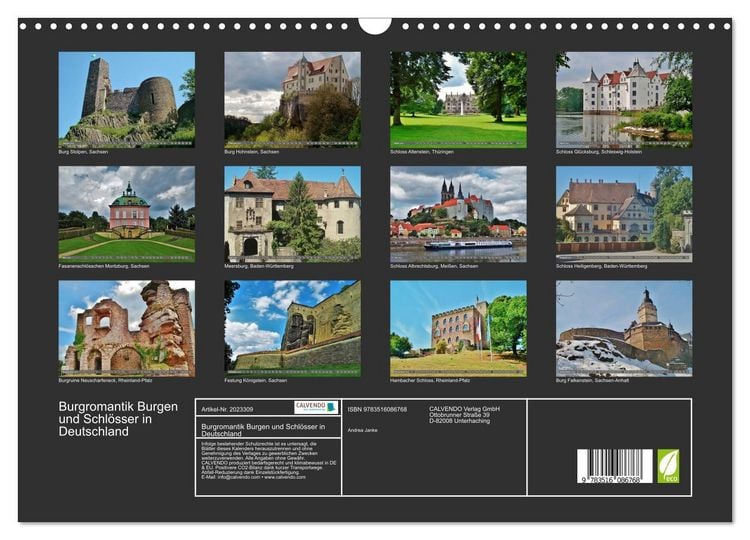 Produktbild: Burgromantik Burgen und Schl&ouml;sser in Deutschland (Wandkalender 2026 DIN A3 quer), CALVENDO Monatskalender