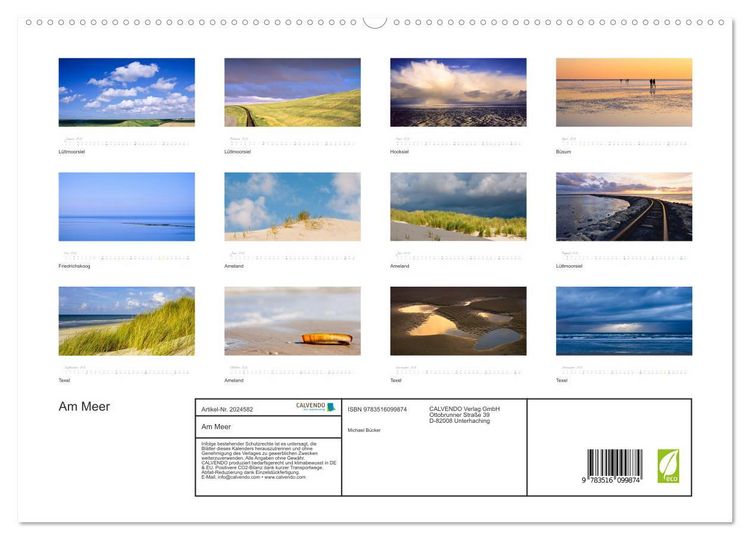 Produktbild: Am Meer (hochwertiger Premium Wandkalender 2026 DIN A2 quer), Kunstdruck in Hochglanz