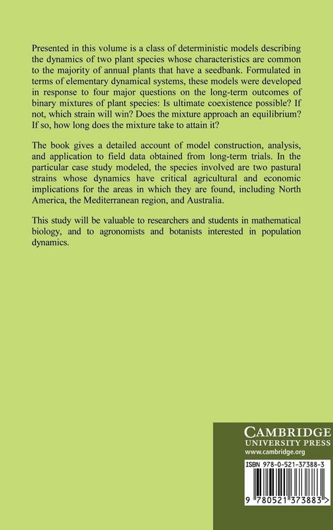 Produktbild: Mathematical Ecology of Plant Species Competition