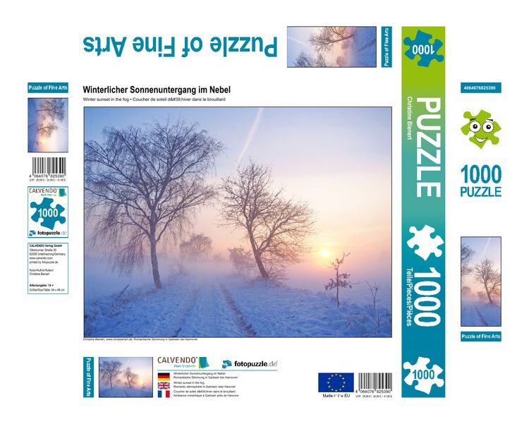 Produktbild: CALVENDO Puzzle Winterlicher Sonnenuntergang im Nebel | 1000 Teile Lege-Gr&ouml;&szlig;e 64x48cm Foto-Puzzle f&uuml;r gl&uuml;ckliche Stunden