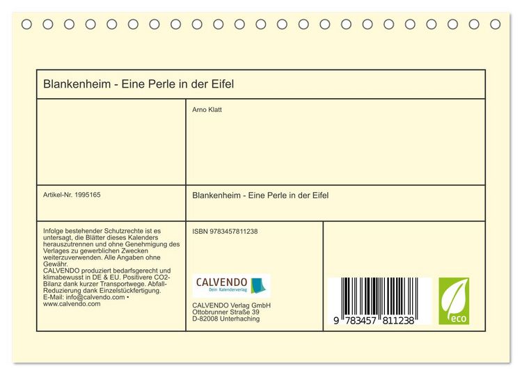 Produktbild: Blankenheim - Eine Perle in der Eifel (Tischkalender 2026 DIN A5 quer), CALVENDO Monatskalender