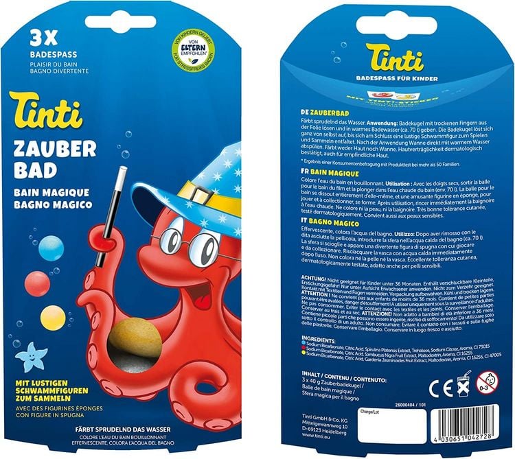 Produktbild: Tinti 15000504 - Zauberbad 3er Set, Badeb&auml;lle in rot, blau, gelb