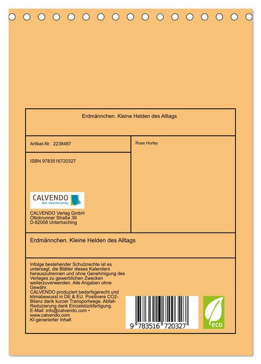 Produktbild: Erdm&auml;nnchen. Kleine Helden des Alltags (Tischkalender 2026 DIN A5 hoch), CALVENDO Monatskalender