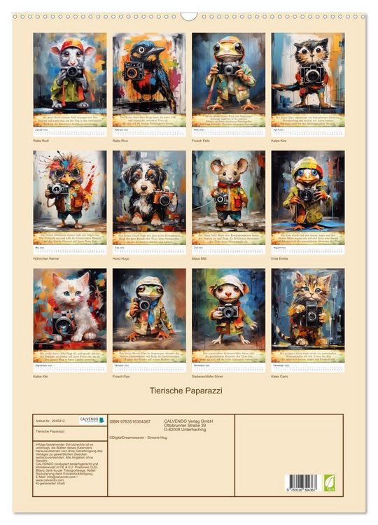 Produktbild: Tierische Paparazzi (Wandkalender 2026 DIN A2 hoch), CALVENDO Monatskalender