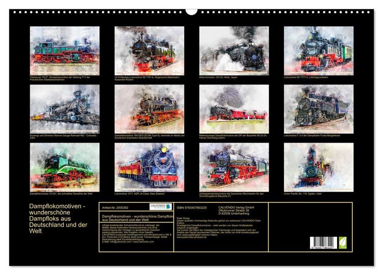 Produktbild: Dampflokomotiven - wundersch&ouml;ne Dampfloks aus Deutschland und der Welt (Wandkalender 2026 DIN A2 quer), CALVENDO Monatskalender