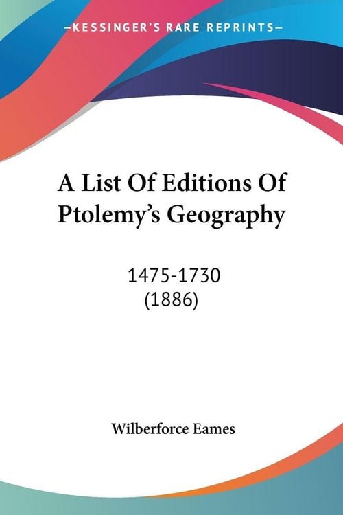 Produktbild: A List Of Editions Of Ptolemy's Geography