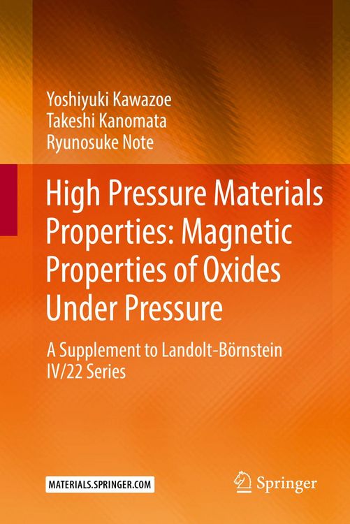 Produktbild: High Pressure Materials Properties: Magnetic Properties of Oxides Under Pressure