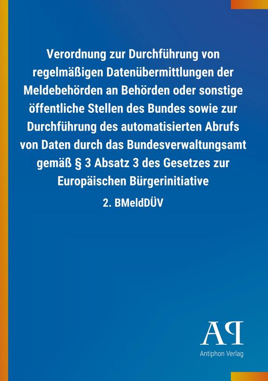 Produktbild: Verordnung zur Durchf&uuml;hrung von regelm&auml;&szlig;igen Daten&uuml;bermittlu