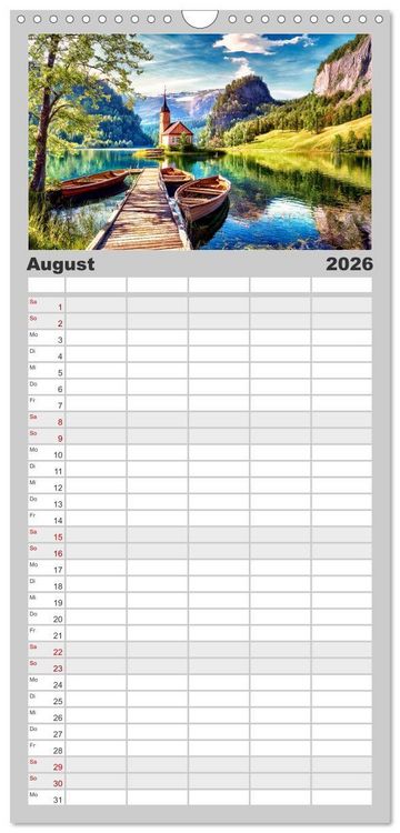 Produktbild: Familienplaner 2026 - Landschaften im Jahreskreis mit 5 Spalten (Wandkalender, 21 x 45 cm) CALVENDO