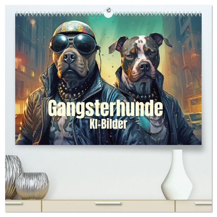 Produktbild: Gangsterhunde - KI-Bilder (hochwertiger Premium Wandkalender 2026 DIN A2 quer), Kunstdruck in Hochglanz