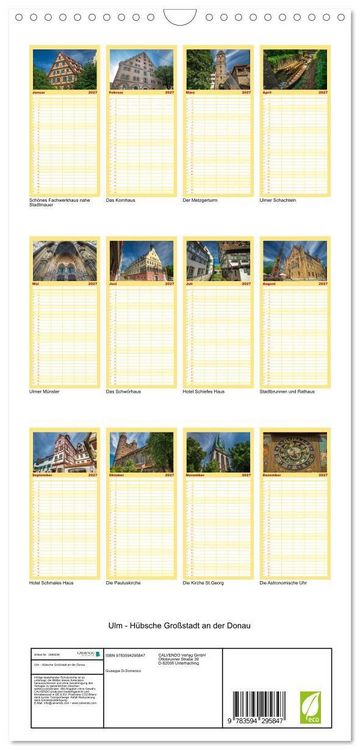 Produktbild: Familienplaner 2027 - Ulm - H&uuml;bsche Gro&szlig;stadt an der Donau mit 5 Spalten (Wandkalender, 21 x 45 cm) CALVENDO