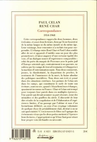 Produktbild: Correspondance Ren&eacute; Char - Paul Celan, 1954-1968