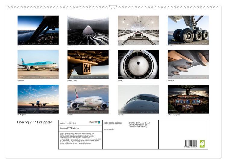 Produktbild: Boeing 777 Freighter (Wandkalender 2026 DIN A2 quer), CALVENDO Monatskalender