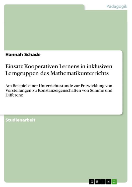 Produktbild: Einsatz Kooperativen Lernens in inklusiven Lerngruppen des Mathematikunterrichts