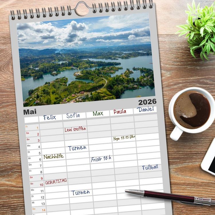 Produktbild: Familienplaner 2026 - Kolumbien - Eine unvergessliche Reise durch das bunte Land. mit 5 Spalten (Wandkalender, 21 x 45 cm) CALVENDO