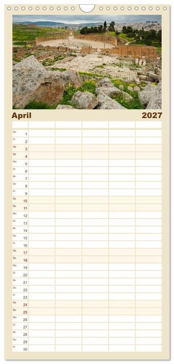 Produktbild: Familienplaner 2027 - Jordanien Sand, Stein und Salz mit 5 Spalten (Wandkalender, 21 x 45 cm) CALVENDO