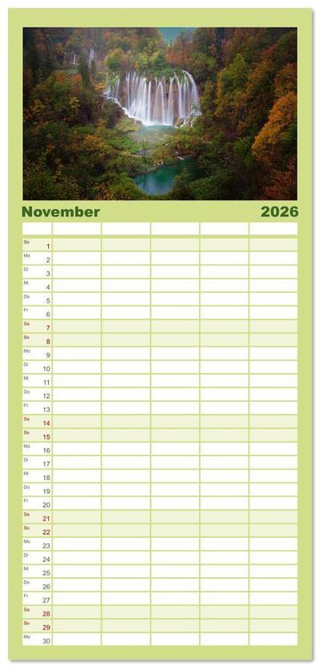 Produktbild: Familienplaner 2026 - Leidenschaft Landschaften mit 5 Spalten (Wandkalender, 21 x 45 cm) CALVENDO