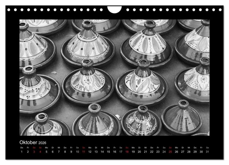 Produktbild: Marokko - Nostalgie in schwarz-weiss (Wandkalender 2026 DIN A4 quer), CALVENDO Monatskalender