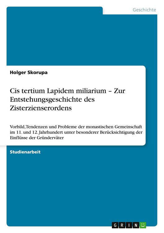 Produktbild: Cis tertium Lapidem miliarium - Zur Entstehungsgeschichte des Zisterzienserordens