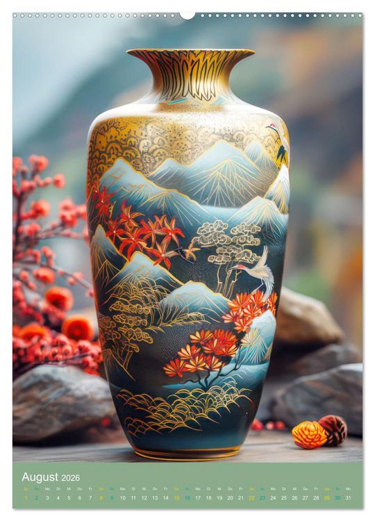Produktbild: Fantasievasen - Asiatischer Stil (Wandkalender 2026 DIN A2 hoch), CALVENDO Monatskalender