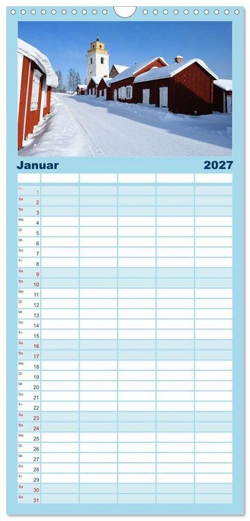 Produktbild: Familienplaner 2027 - Lulea - Wintertraum in Schwedisch Lappland mit 5 Spalten (Wandkalender, 21 x 45 cm) CALVENDO