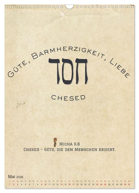 Produktbild: Hebr&auml;ische Lettern - Worte voller Licht und Weisheit (Wandkalender 2026 DIN A3 hoch), CALVENDO Monatskalender