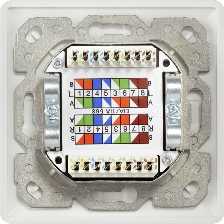 Produktbild: Renkforce Netzwerkdose Unterputz Einsatz CAT 6 2 Port Reinwei&szlig;