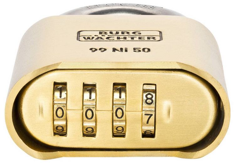 Produktbild: Burg W&auml;chter No. 99 Ni 50 SB Vorh&auml;ngeschloss Messing Zahlenschloss